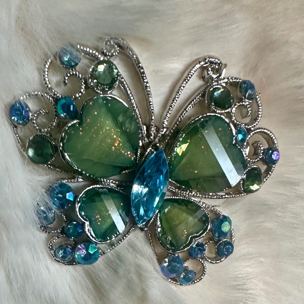 Butterfly Brooch pin blue green